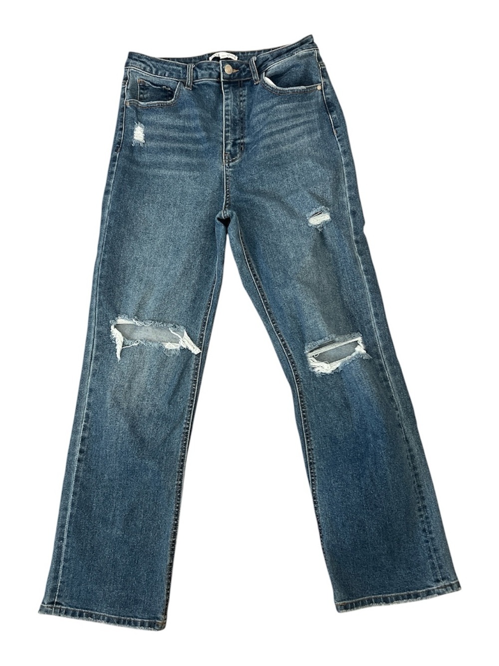 And Now This High Rise Wide Leg Distressed Jeans Medium Wash